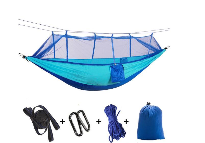 Outdoor Parachute Cloth Hammock Couble with Mosquito Net Light Portable Army Green Insect-proof Camping Aerial Tent