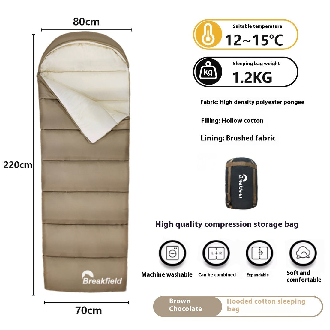 Outdoor Camping Thickened Waterproof Cotton Sleeping Bag