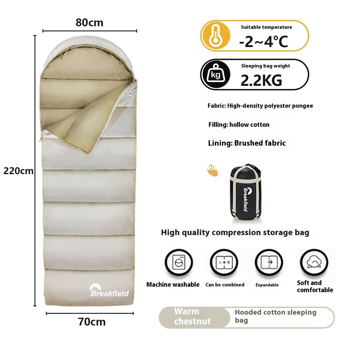 Outdoor Camping Thickened Waterproof Cotton Sleeping Bag